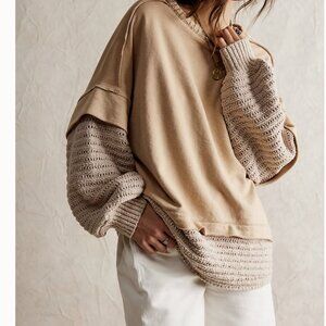 We The Free Holly Twofer Pullover, in Semolina Combo, Small, NWT